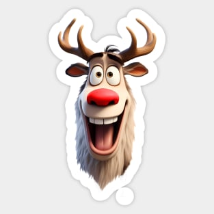 Red Nose Reindeer Sticker